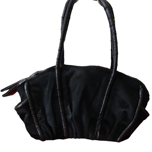 Christian Louboutin Handbags - vintage Christian LOUBOUTIN leather pony hair black shoulder bag satchel purse